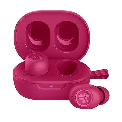 JLab JBuds Mini true wireless earbuds in hot pink