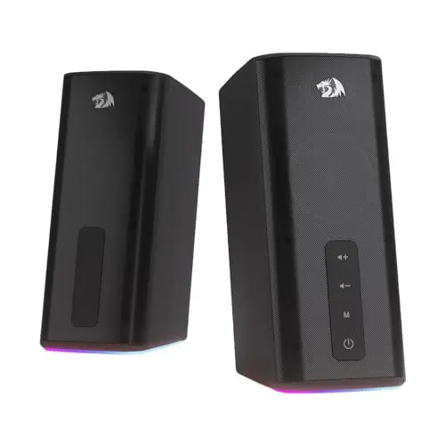 Redragon GS814 stereo desktop speakers with RGB lighting