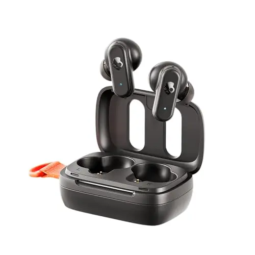 Skullcandy Dime 3 Wireless earbuds in true black with integrated lanyard