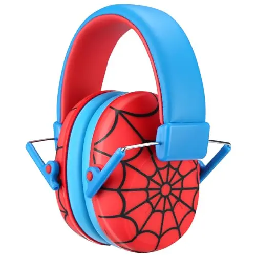 ProCase red kids noise cancelling headphones with Spider-Man style