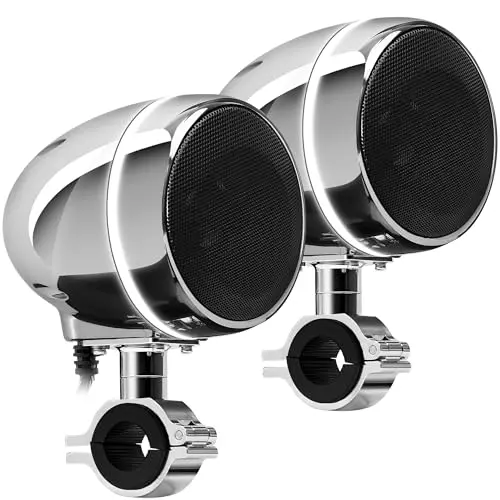 GoHawk AN4-Halo chrome motorcycle speakers with LED ring