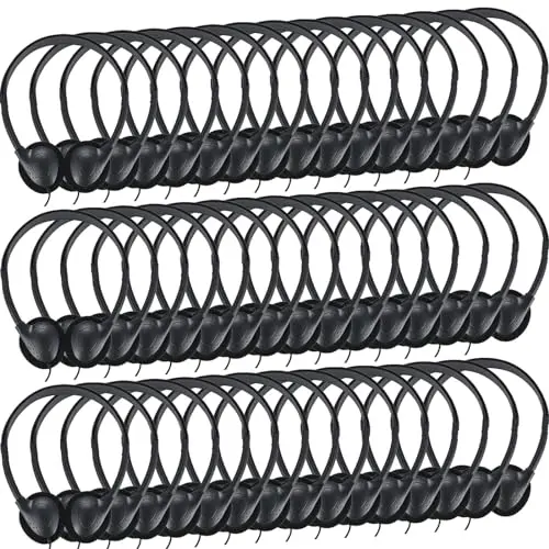 Ladont 100 pack black classroom headphones with reinforced plug