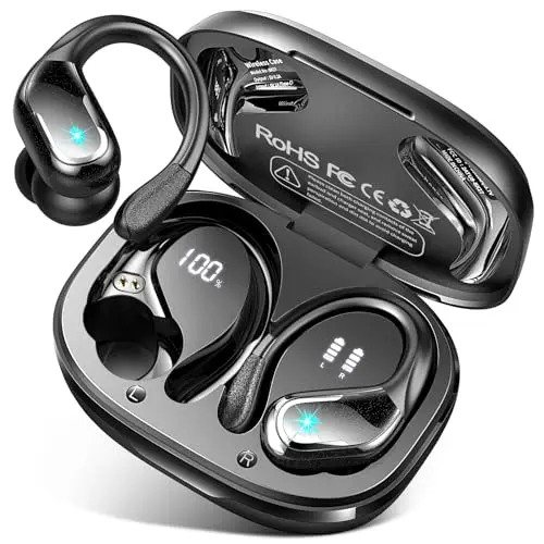 Ltinist wireless earbuds with charging case and earhooks for marathon running