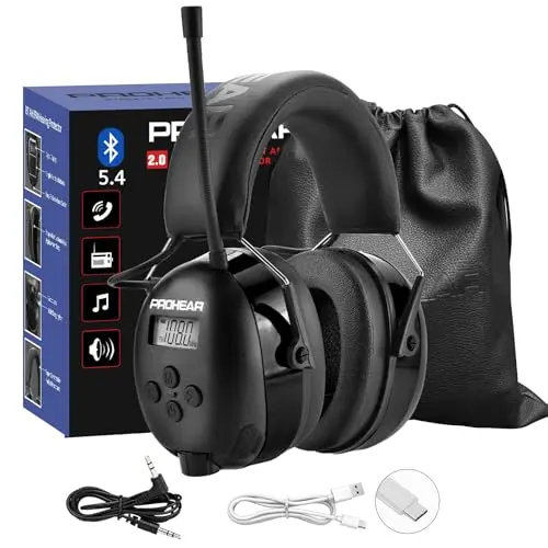 PROHEAR 033 radio headphones with digital display and USB-C port