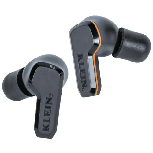 Klein Tools AESEB2 Bluetooth jobsite earbuds with 25dB NRR and digital display