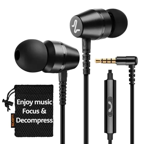 LUDOS OMNITONE wired earbuds with microphone and carrying case