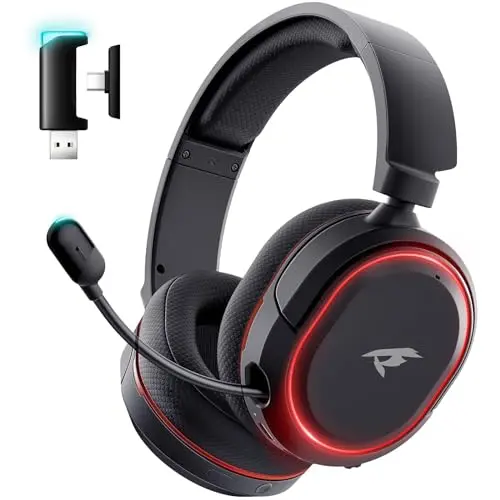 Valorise wireless gaming headset in black and red with retractable microphone