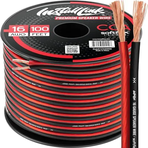 Install Link 16 gauge speaker wire with color-coded conductors