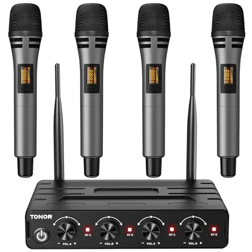 TONOR TW360 4-channel wireless microphone system with handheld mics