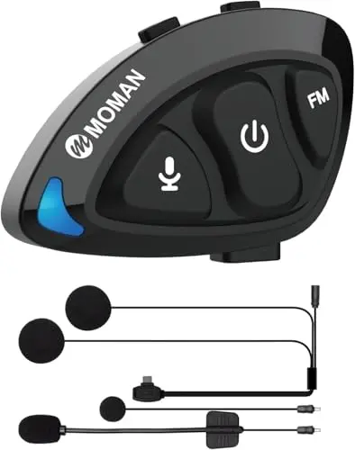 Moman Bluetooth helmet headset with AI voice assistant and noise cancellation