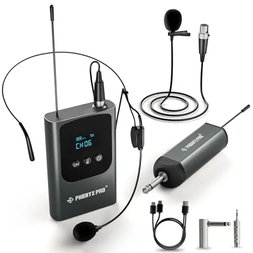 Phenyx Pro single digital wireless microphone system with headset and lapel mics