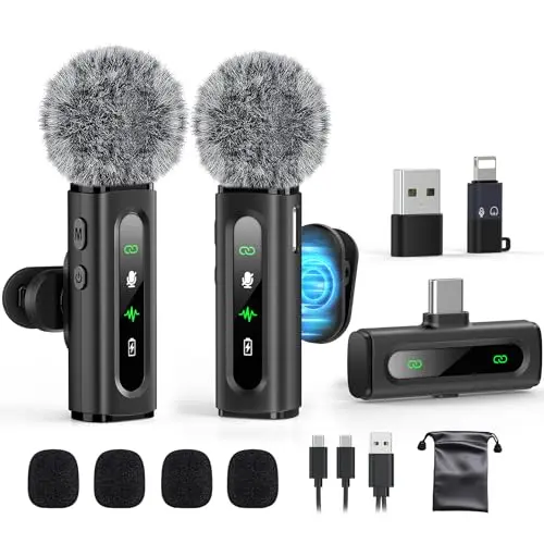 GoorDik USB C wireless lavalier microphone with rotatable clip