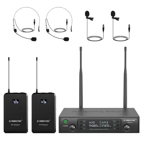 Phenyx Pro dual UHF wireless microphone system with two headset mics