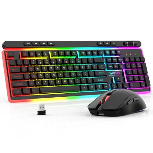 7KEYS wireless gaming keyboard and mouse with RGB backlight and volume roller