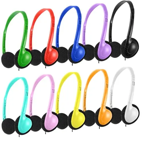 CN-Outlet 25-pack mixed color classroom headphones with adjustable headbands