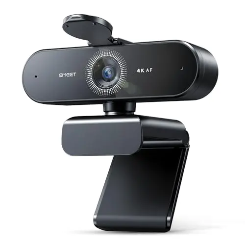 EMEET NOVA 4K webcam with privacy cover on monitor