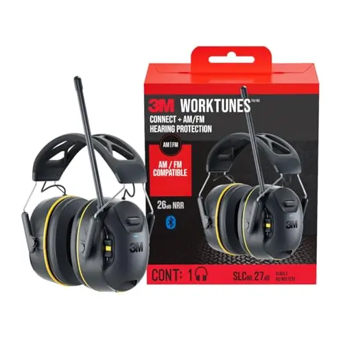 3M WorkTunes Connect+ AM/FM Bluetooth hearing protector in black