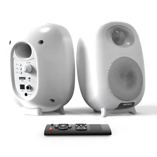 BESTISAN SR06 white bookshelf speakers for record players