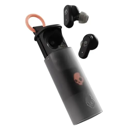 Skullcandy Dime Evo Wireless earbuds in true black with clip-anywhere case