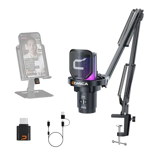 COMICA EJoy Uni Pro wireless gaming microphone with boom arm and RGB