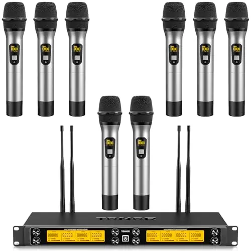 TONOR 12-channel wireless microphone system with 8 handheld mics