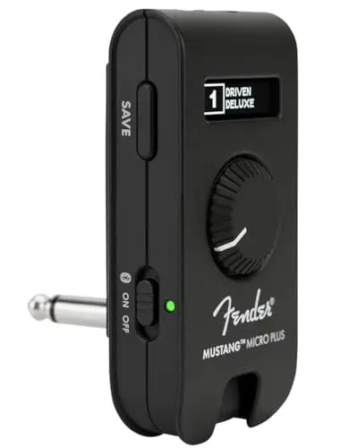 Fender Mustang Micro Plus guitar headphone amplifier in black