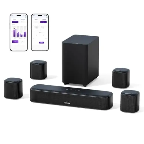 ULTIMEA Aura A40 soundbar system with four surround speakers
