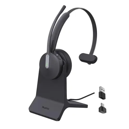 Yealink BH70 mono wireless headset with charging stand
