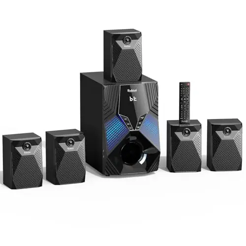 Bobtot 1000W home theater system with subwoofer and satellite speakers