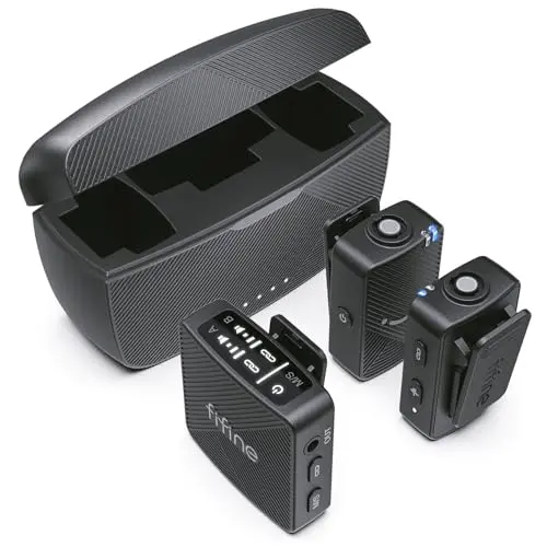 FIFINE M9 wireless lavalier microphone system with charging case