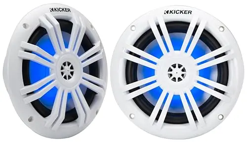 Kicker white marine speaker with RGB LED lighting