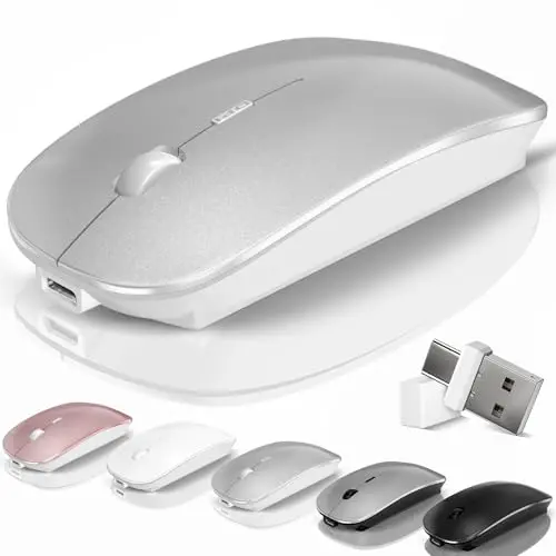 Kovess Bluetooth wireless mouse with jiggler mode in silver