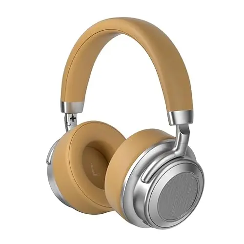 Vintage metal over-ear Bluetooth headphones in silver brown