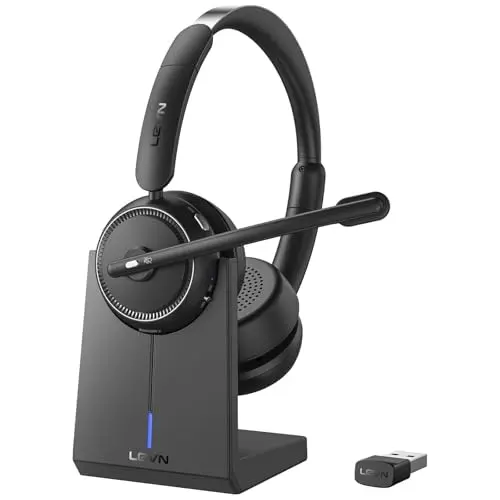 LEVN wireless headset with AI noise cancellation microphone