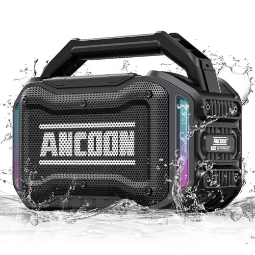 ANCOON portable Bluetooth speaker with LED lights and rugged design