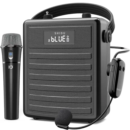 SHIDU 40W voice amplifier with wireless microphone and carry handle