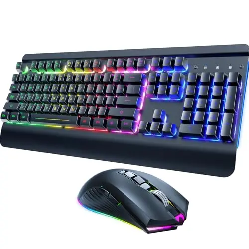 RisoPhy wireless gaming keyboard and mouse with metal panel and backlighting