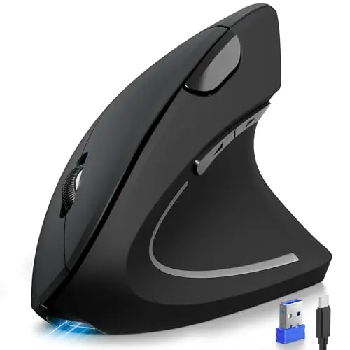 TECKNET rechargeable vertical ergonomic mouse with multi-device connectivity for large hands