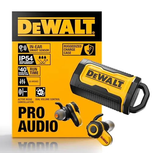 DEWALT Pro X2 ANC true wireless earbuds with active noise cancellation
