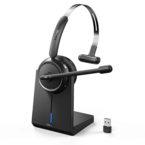 LEVN call center wireless headset with charging base