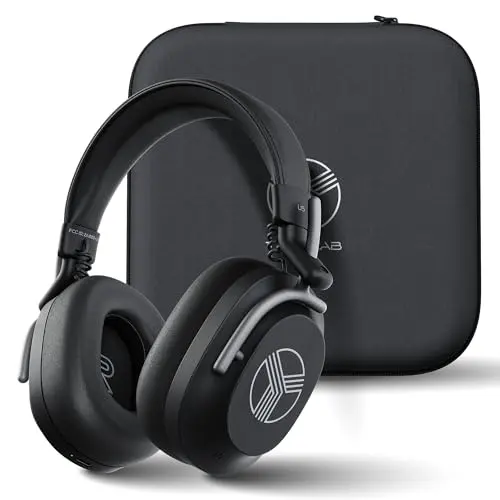 TREBLAB U5 black over-ear headphones with foldable design