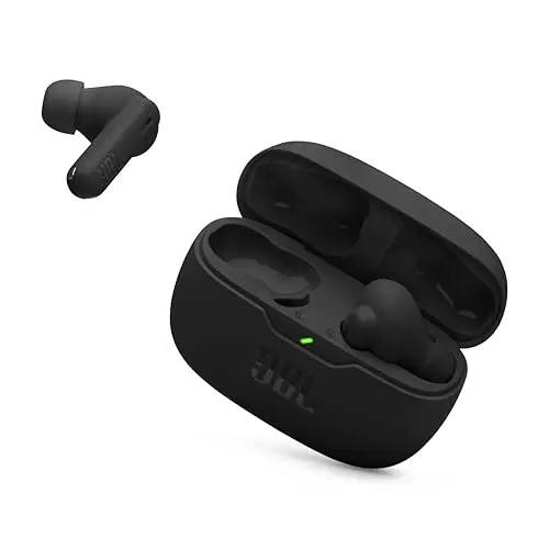JBL Vibe Beam 2 wireless earbuds with pure bass sound and four microphones for clear calls