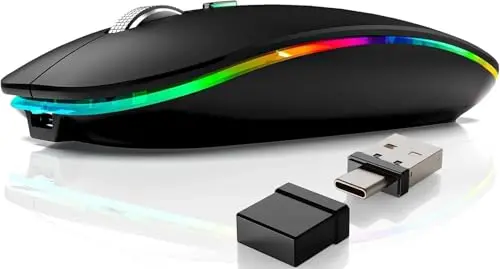 Nrvcrn wireless Bluetooth mouse with LED lights in black