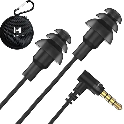 MIPEACE wired earplug headphones with triple-flange ear tips