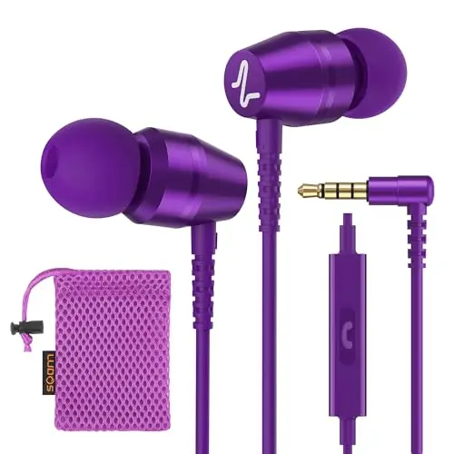 LUDOS OMNITONE wired earbuds in purple with case