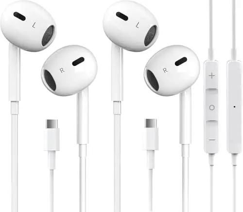 Pcwfbzf 2-pack USB-C headphones with reinforced cable