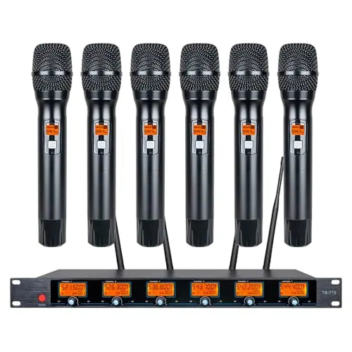 Tbaxo wireless microphone system with six handheld mics and receiver
