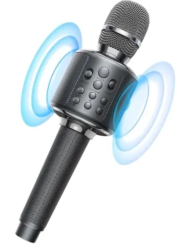 MetFut wireless karaoke microphone with built-in speaker and leather handle