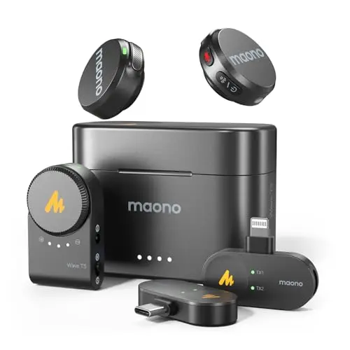 MAONO Wireless Lavalier Microphone with intelligent noise cancellation and compact design