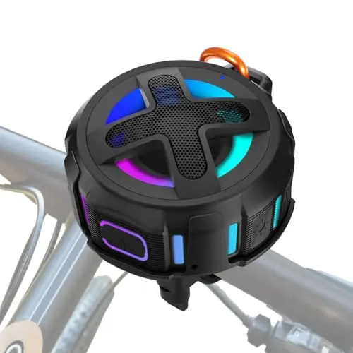 XLEADER Pro Bluetooth bike speaker with RGB lights and secure handlebar mount